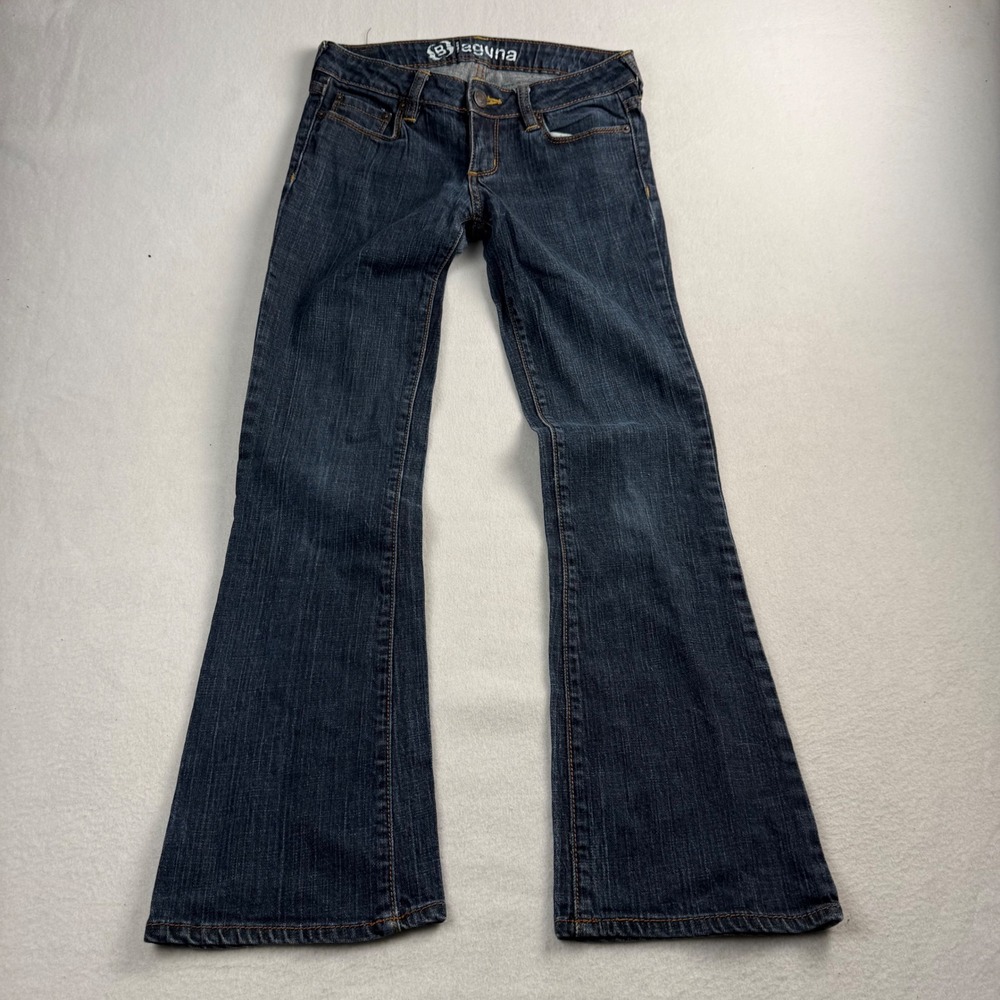 Bullhead Laguna Bootcut Jeans Women 1 Short Dark Wash Blue Low Rise Denim 010233